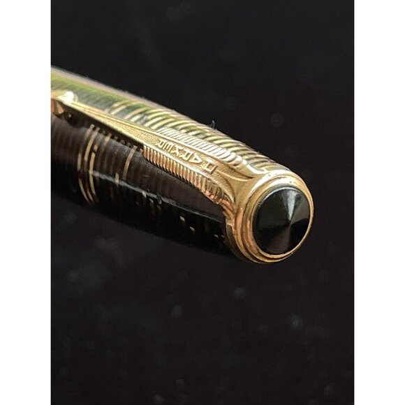 Vtg Parker Double Jewel Vacumatic 5" Dark Brown Gold Ringed Gold Nib PARKER USA - Picture 7 of 7